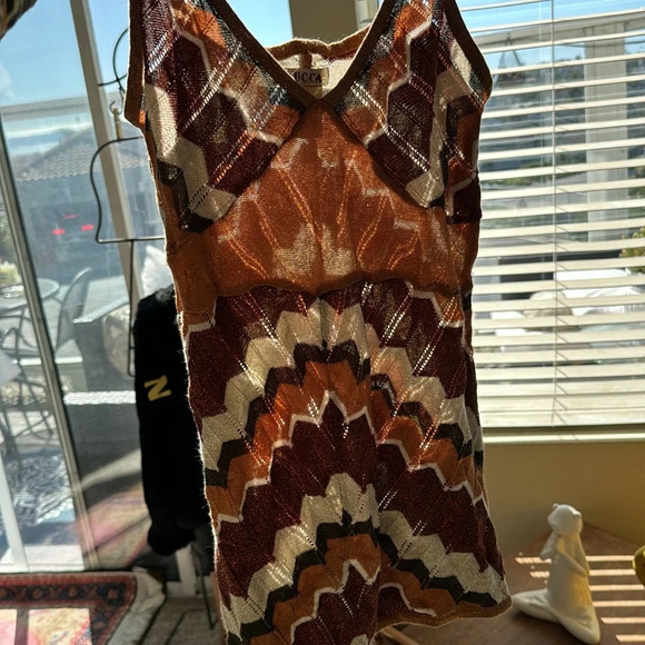 Lucca metallic brown 1970’s retro vibe style knit tank top size medium - Picture 3 of 12